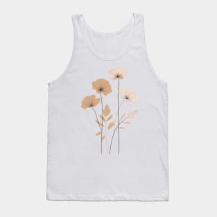 Minimalist Floral Line Art Print Tank Top